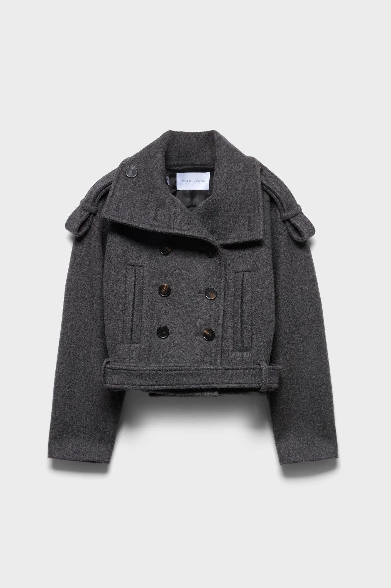 DOUBLE BREASTED HIGH NECK SHORT COAT in Wool - 1