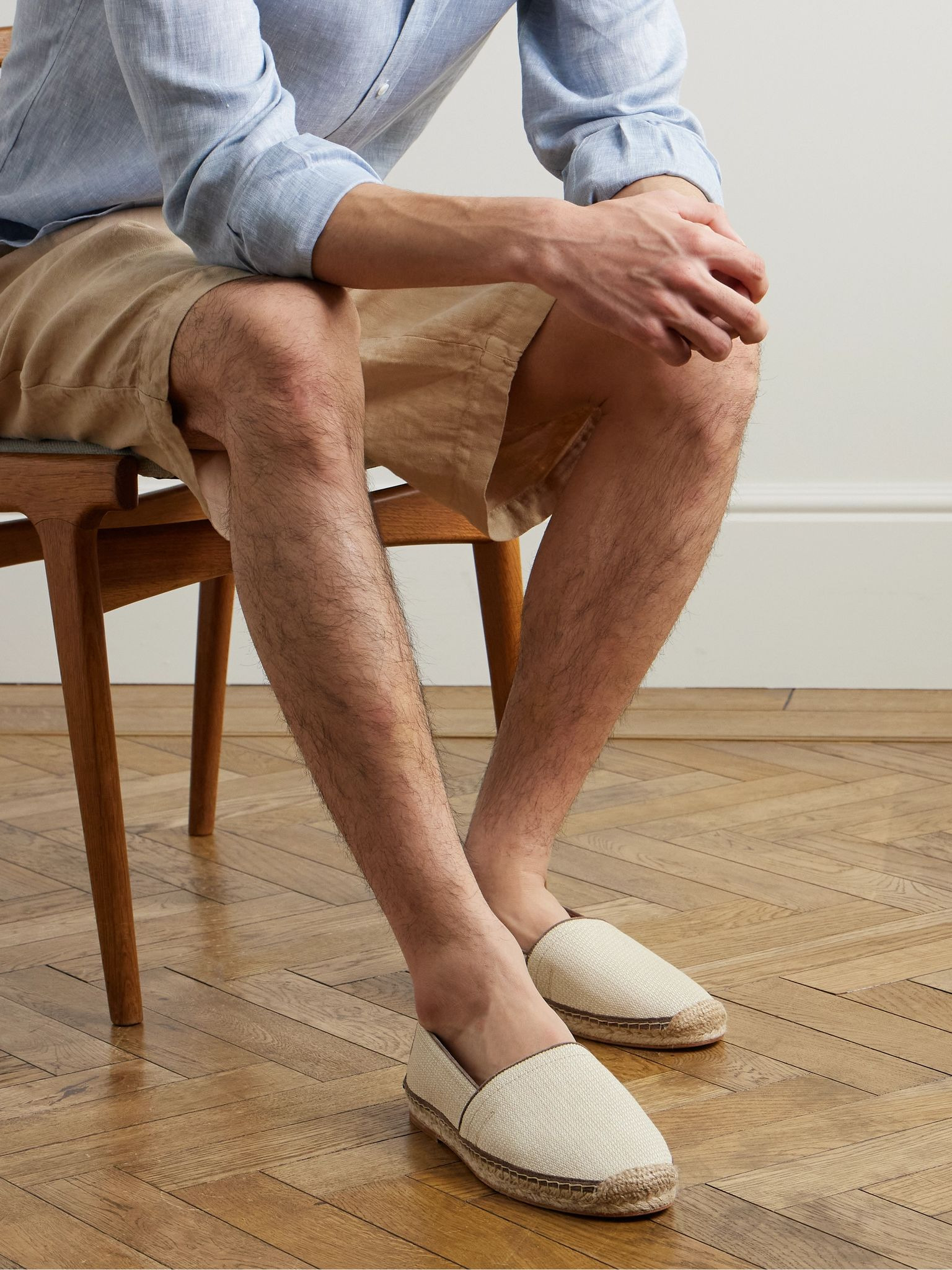 Suede-Trimmed Raffia Espadrilles Neutral - 2
