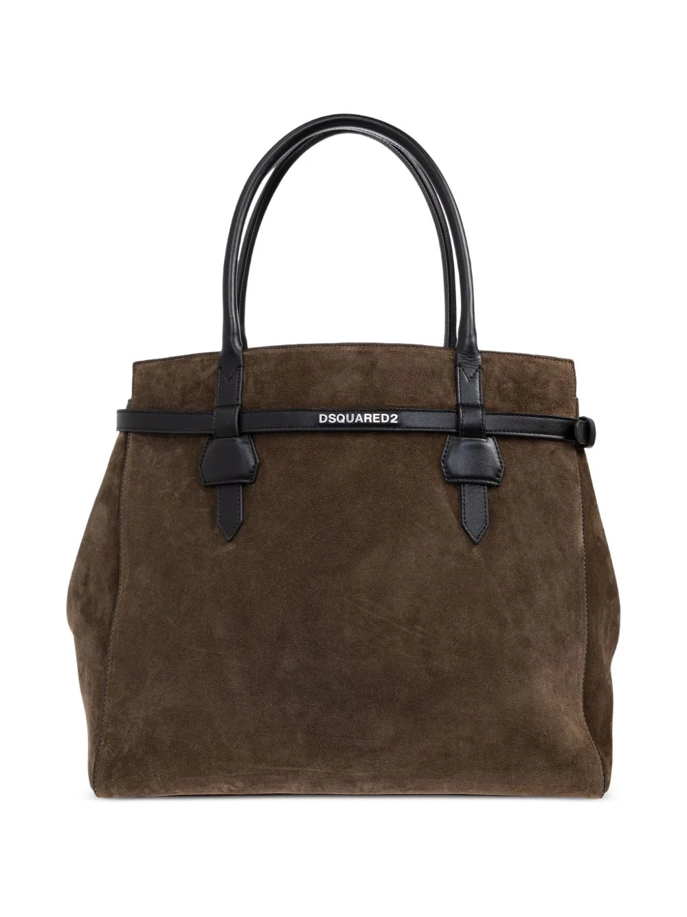 Twin leather-trimmed suede shoulder bag - 1