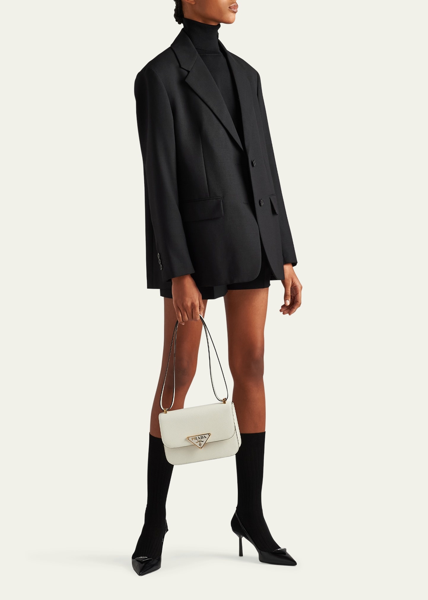 Triangle Logo Flap Leather Crossbody Bag - 5