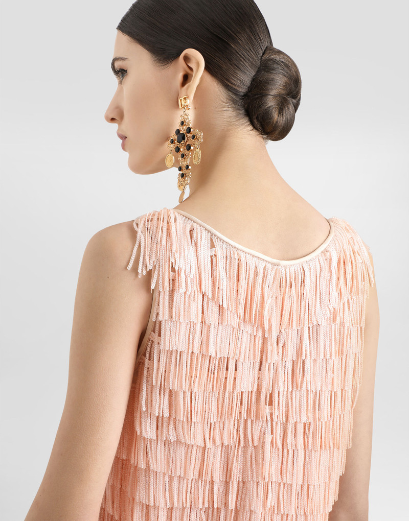Sleeveless top with sequined fringe embellishment 5