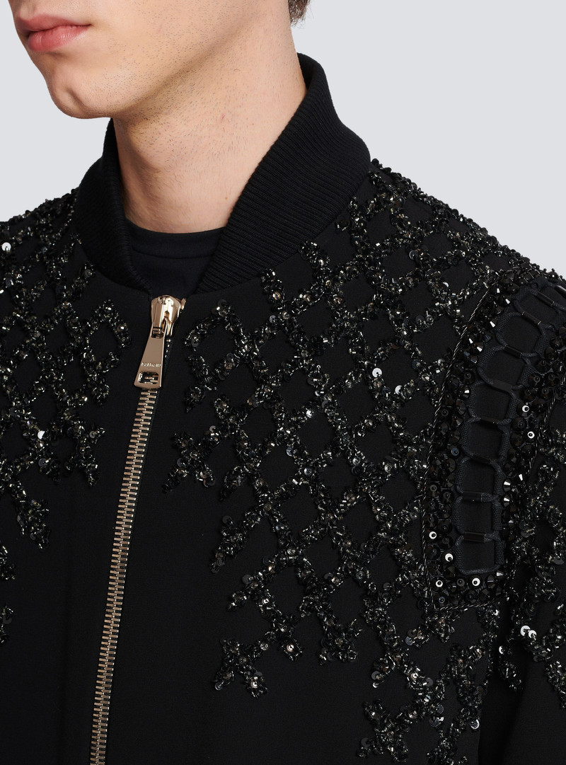 Embroidered crepe bomber jacket 7