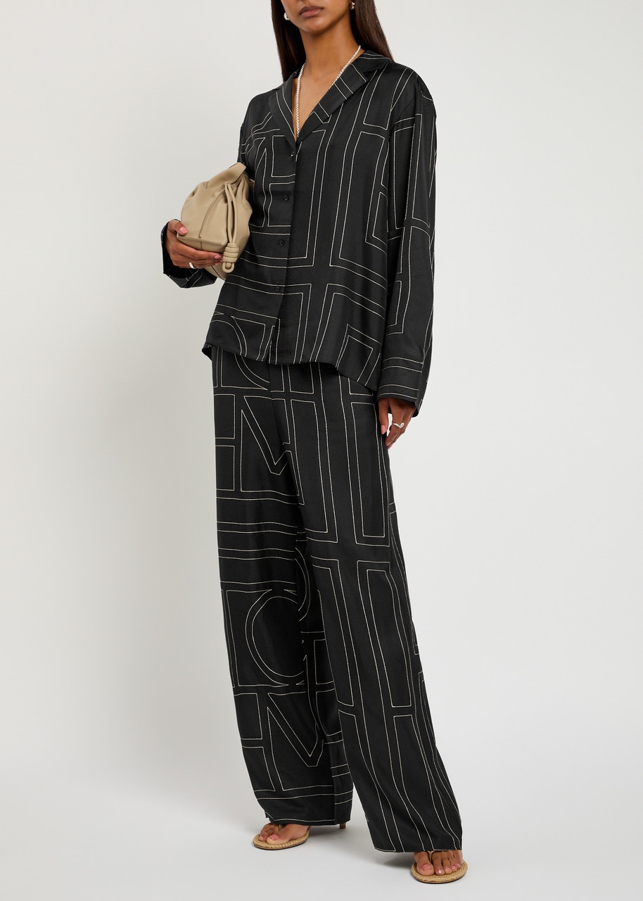 Toteme Logo-embroidered Silk-satin Trousers - 4