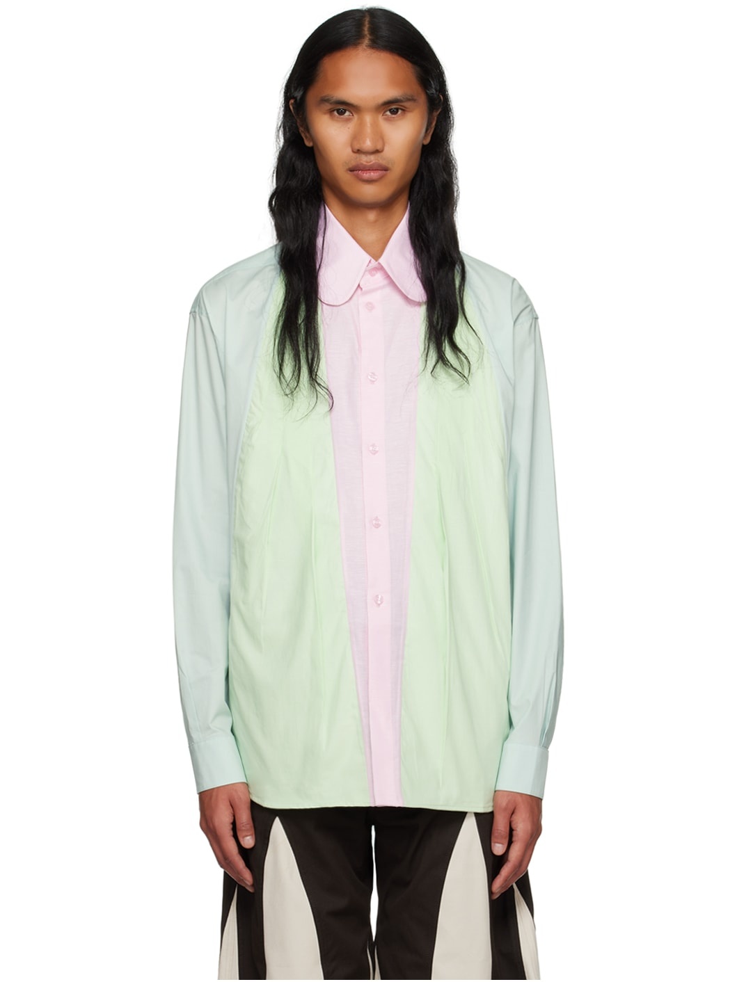 Blue & Green Paneled Shirt - 1