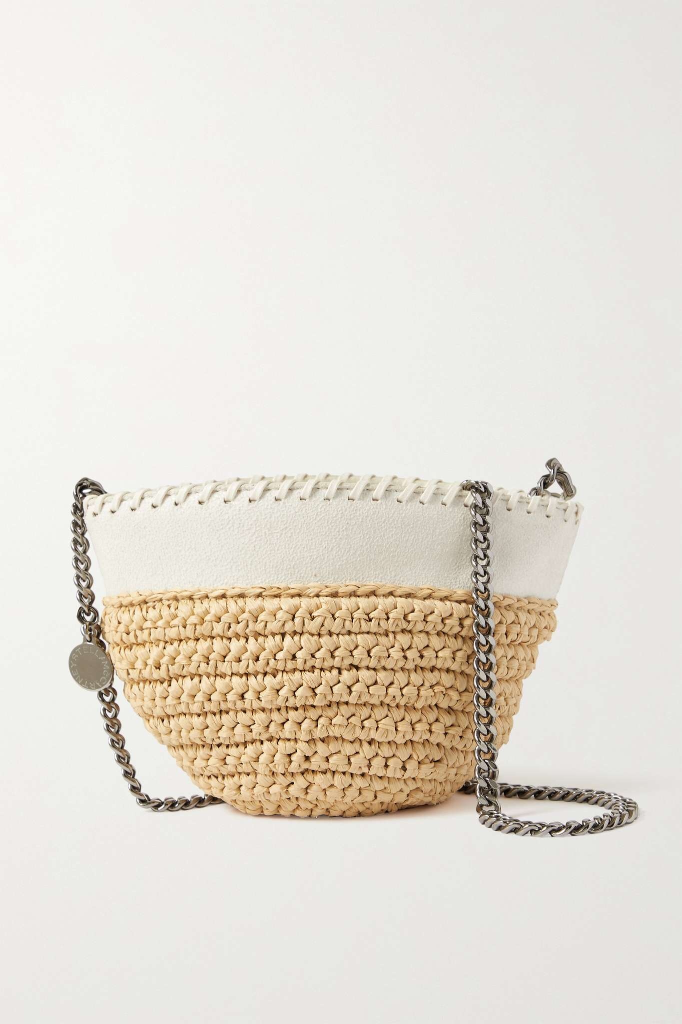 The Falabella vegetarian brushed-leather and raffia shoulder bag - 1