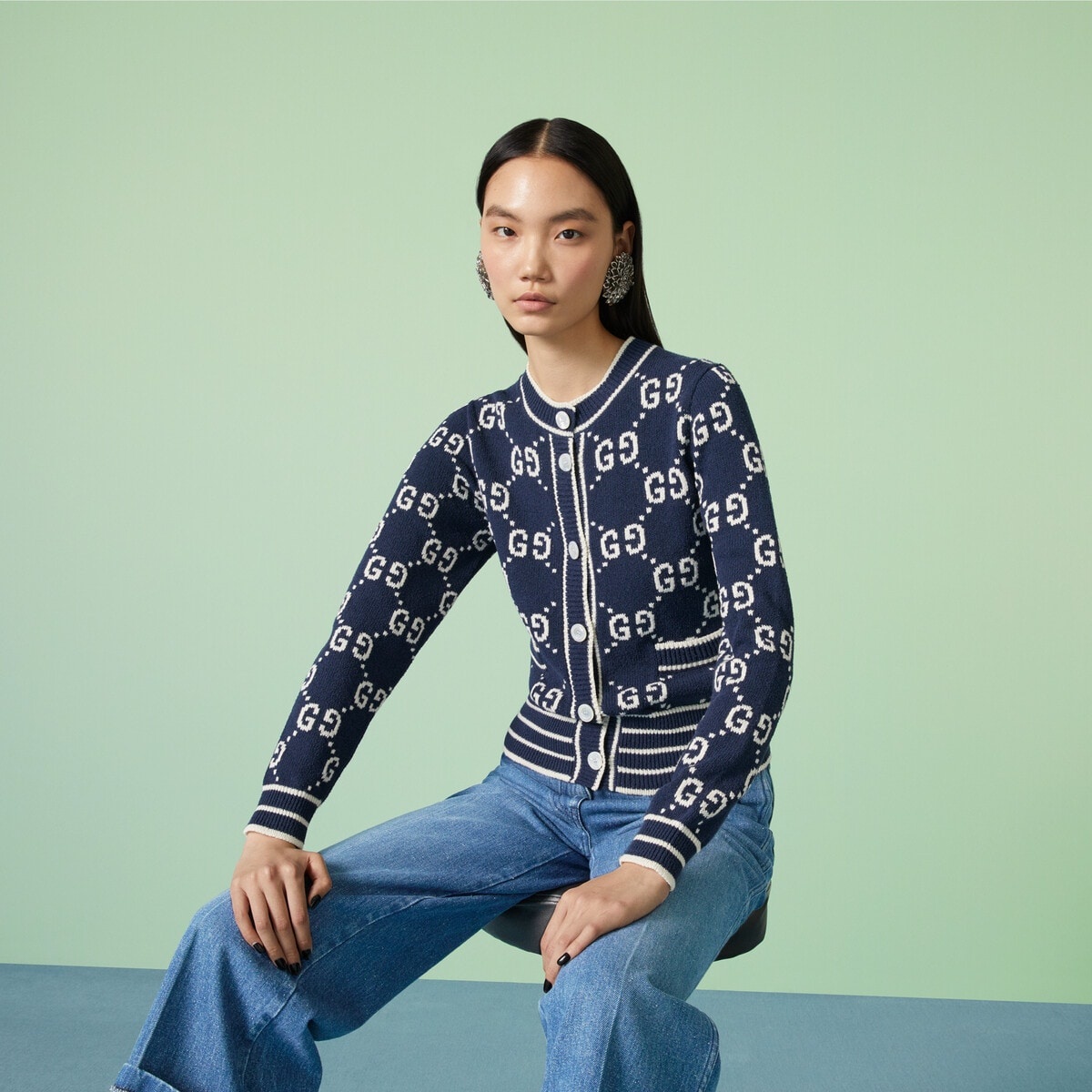 GG cotton jacquard cardigan - 5