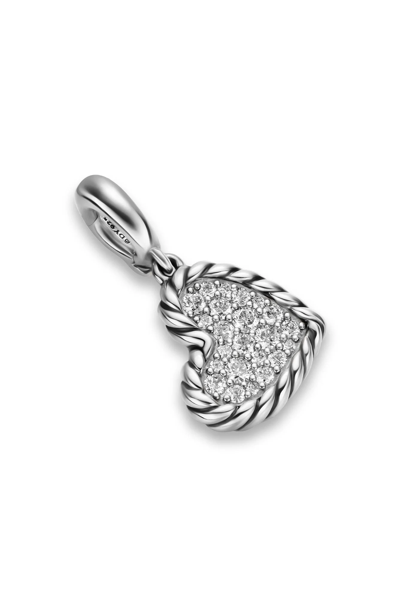 David Yurman DY Elements® Heart Pendant in Sterling Silver with Diamonds, 12.7mm in Silver Pave at N - 1