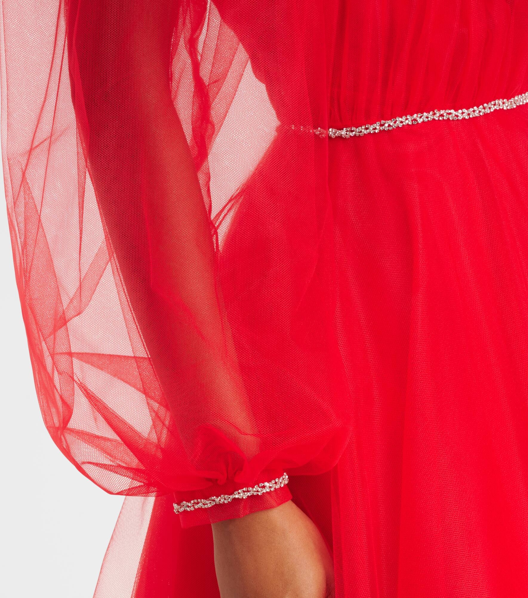 Floral appliqué tulle gown - 5