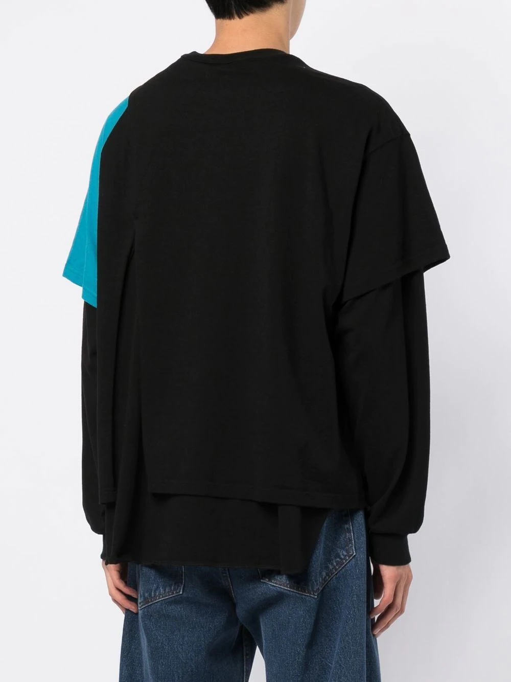 layered  contrast-sleeve T-shirt - 4