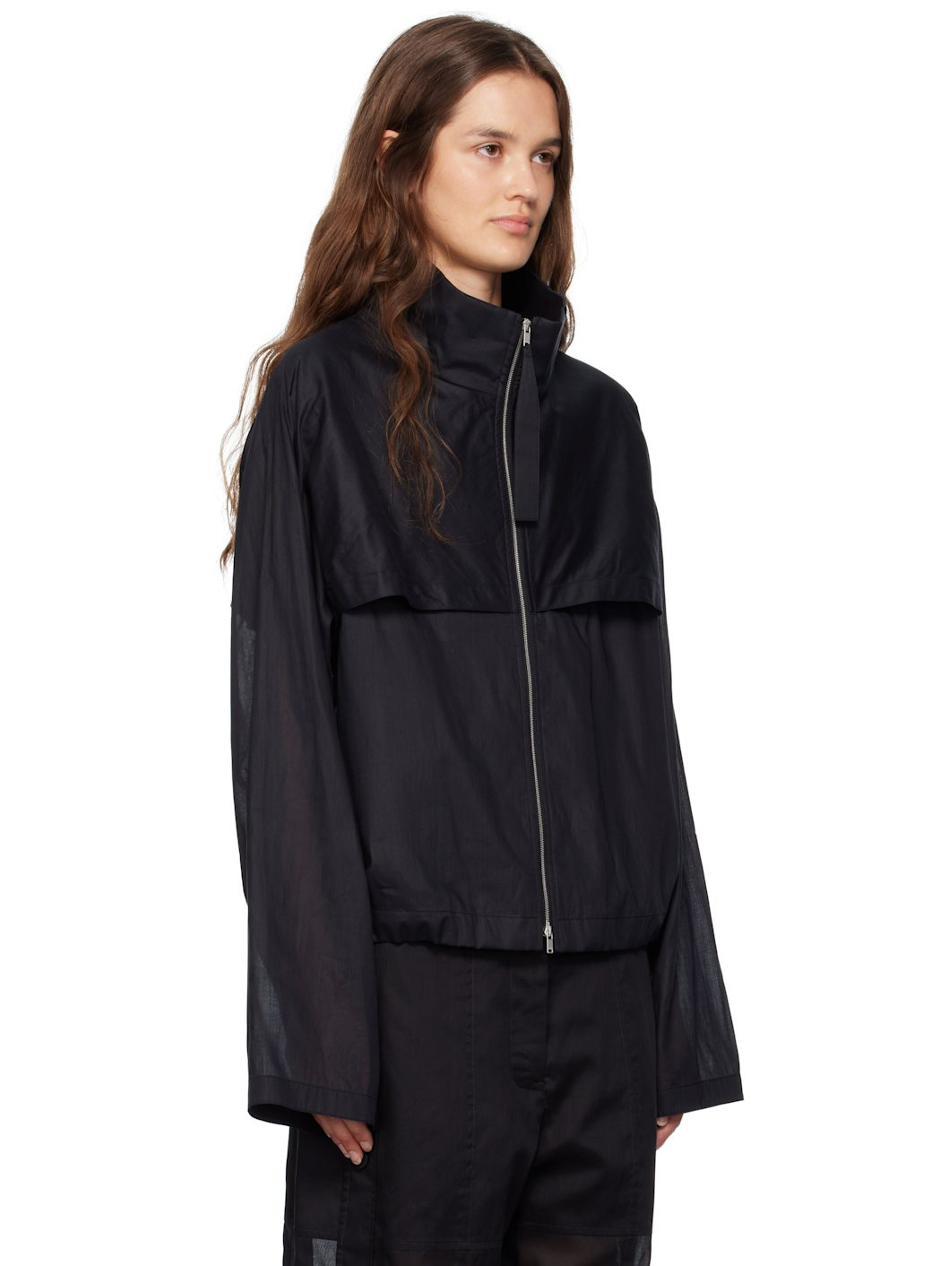 Black Cotton Muslin Jacket - 2