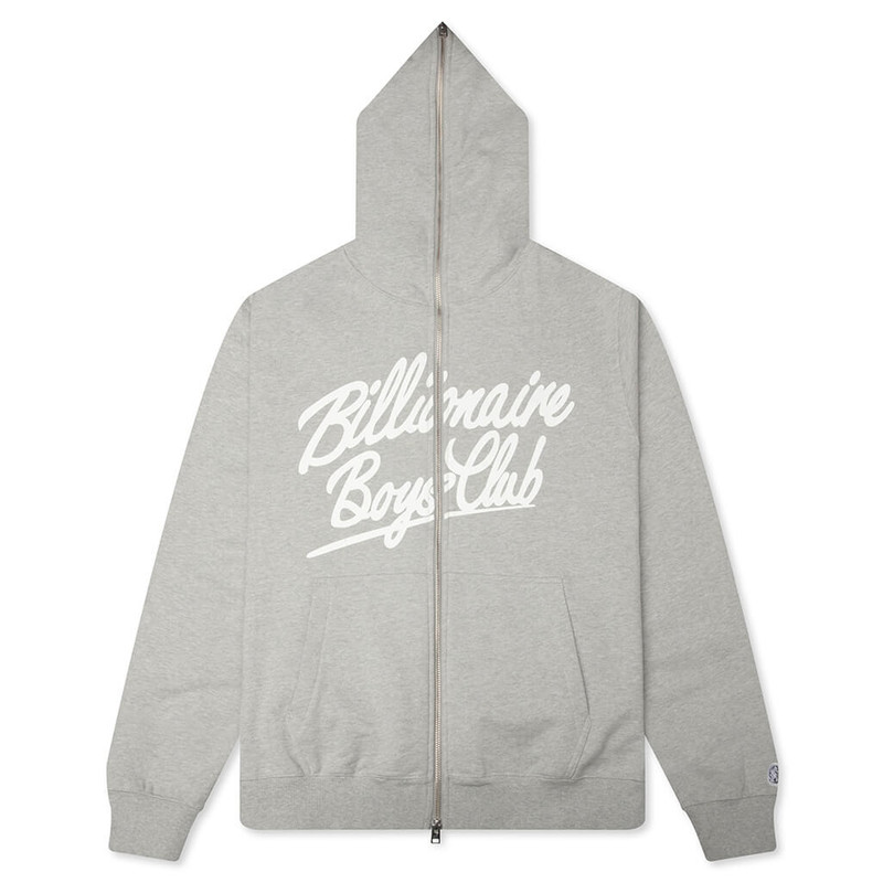 SCRIPT ZIP HOODIE - HEATHER GREY 1