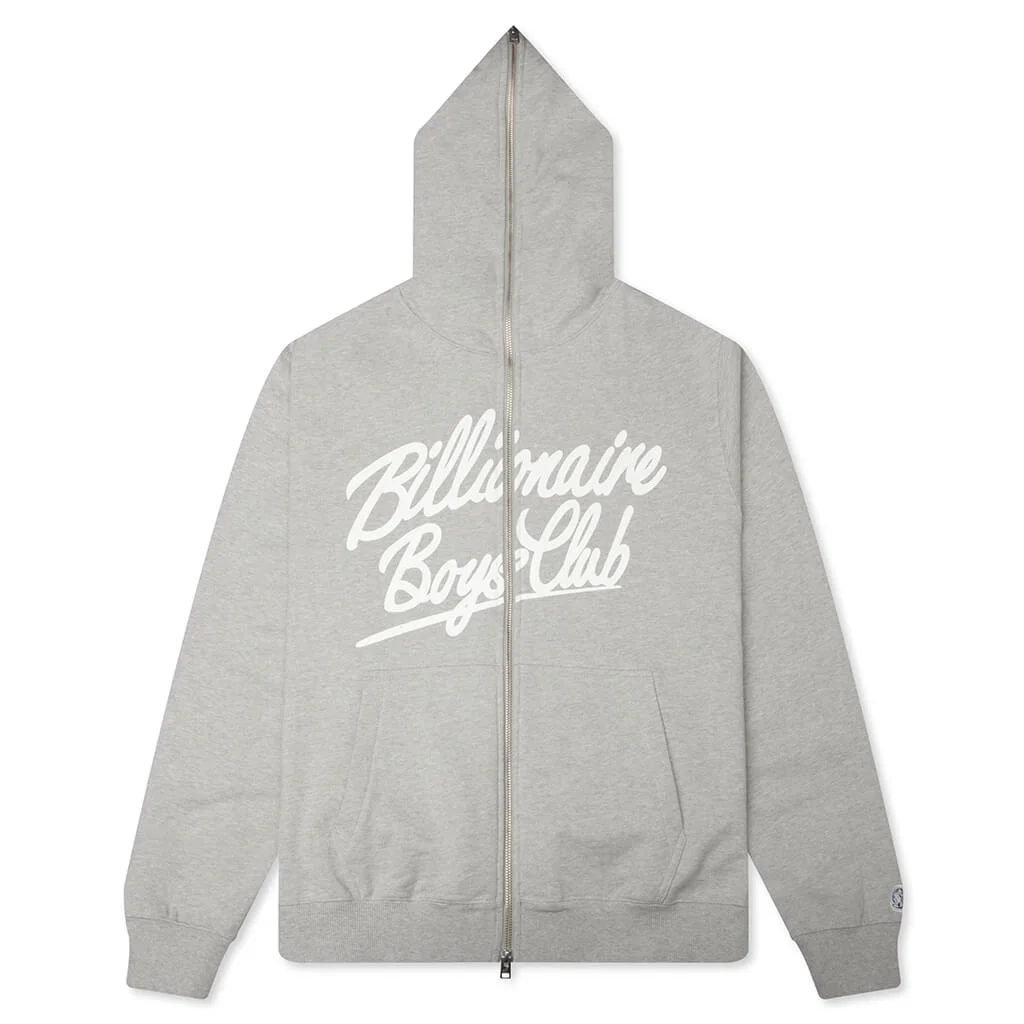 SCRIPT ZIP HOODIE - HEATHER GREY - 1