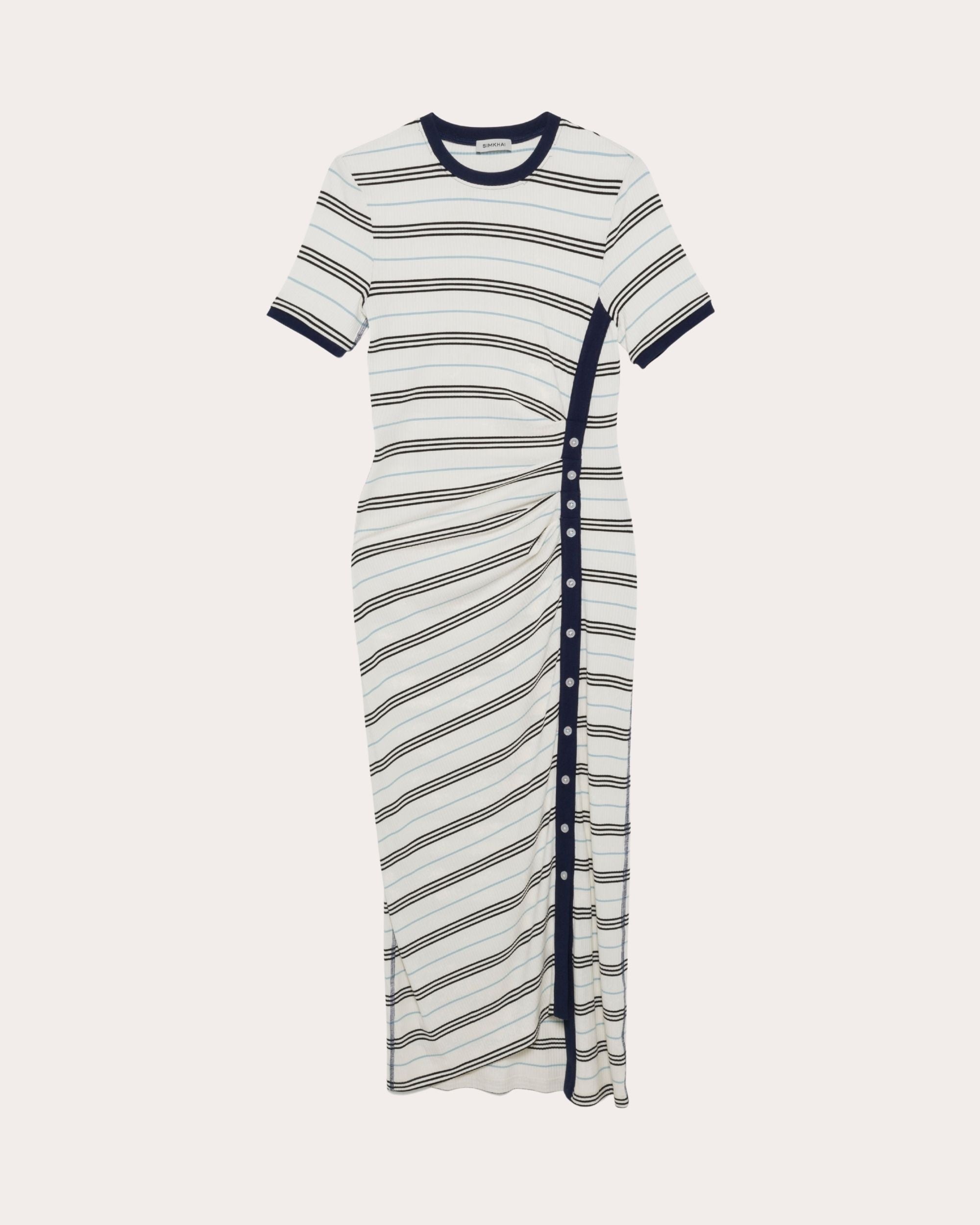 Shanna Stripe Knit Ruched Midi Dress - 5