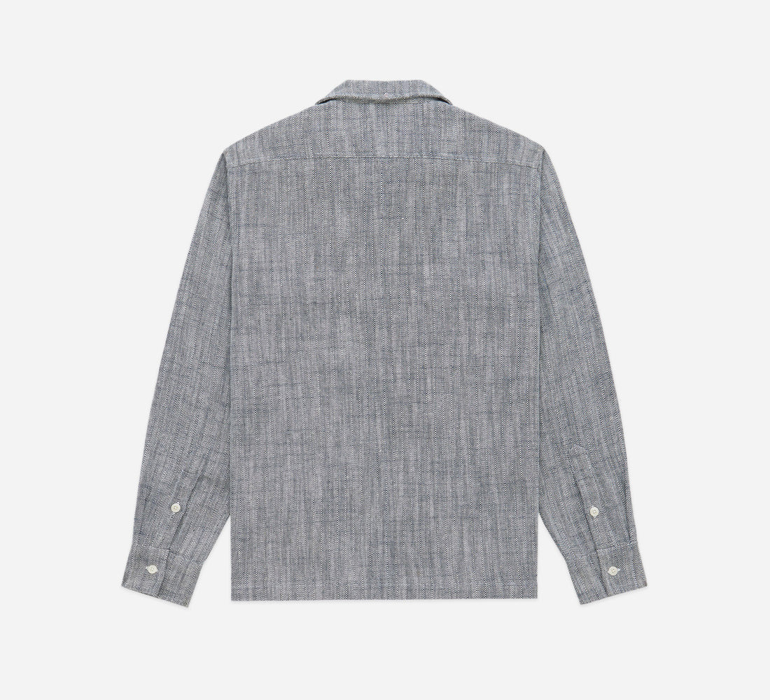 Camp Shirt - Black Cotton/Linen HBT - 2