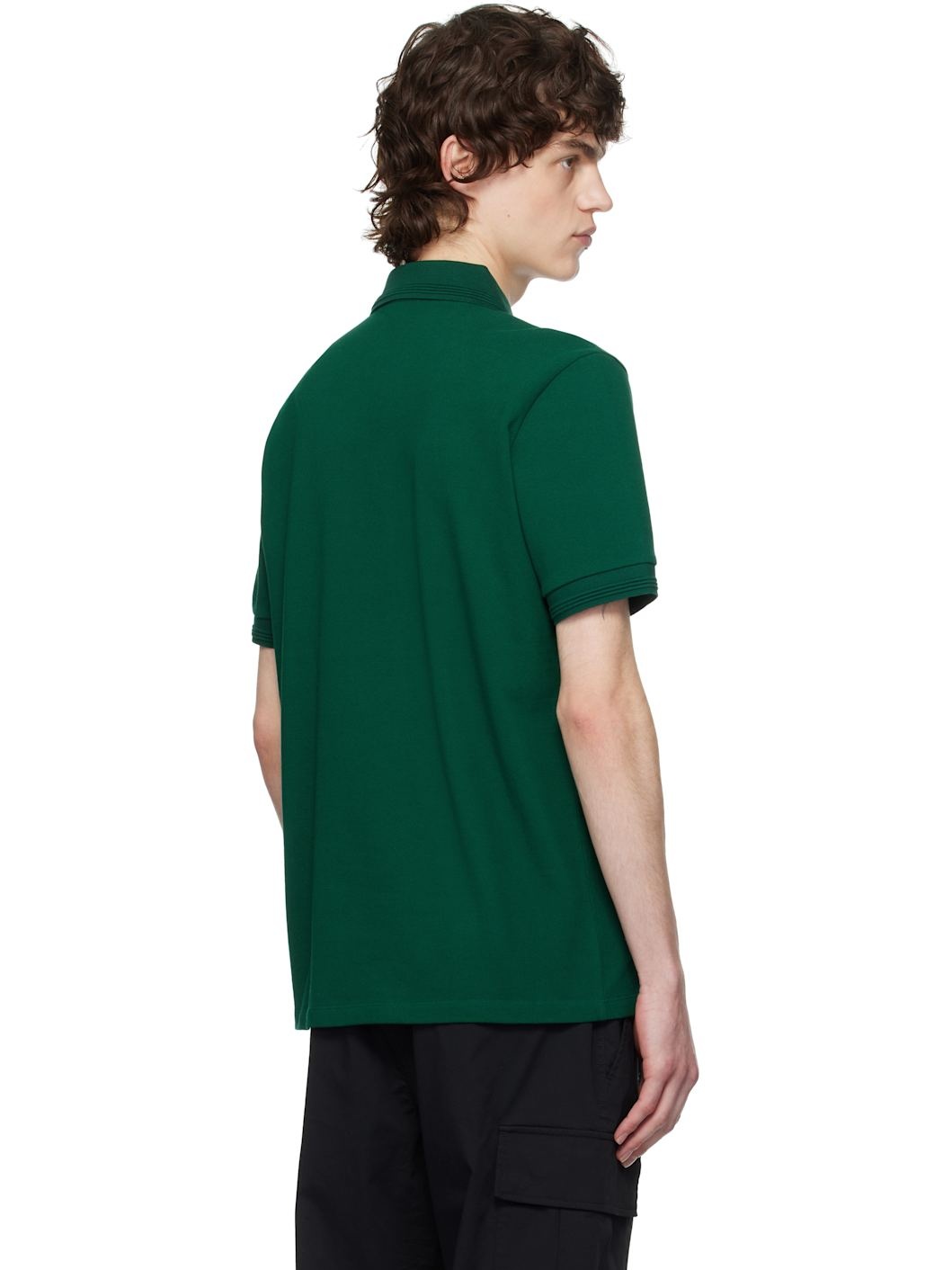 Green Tricolour Trim Cotton Piquet Polo - 3