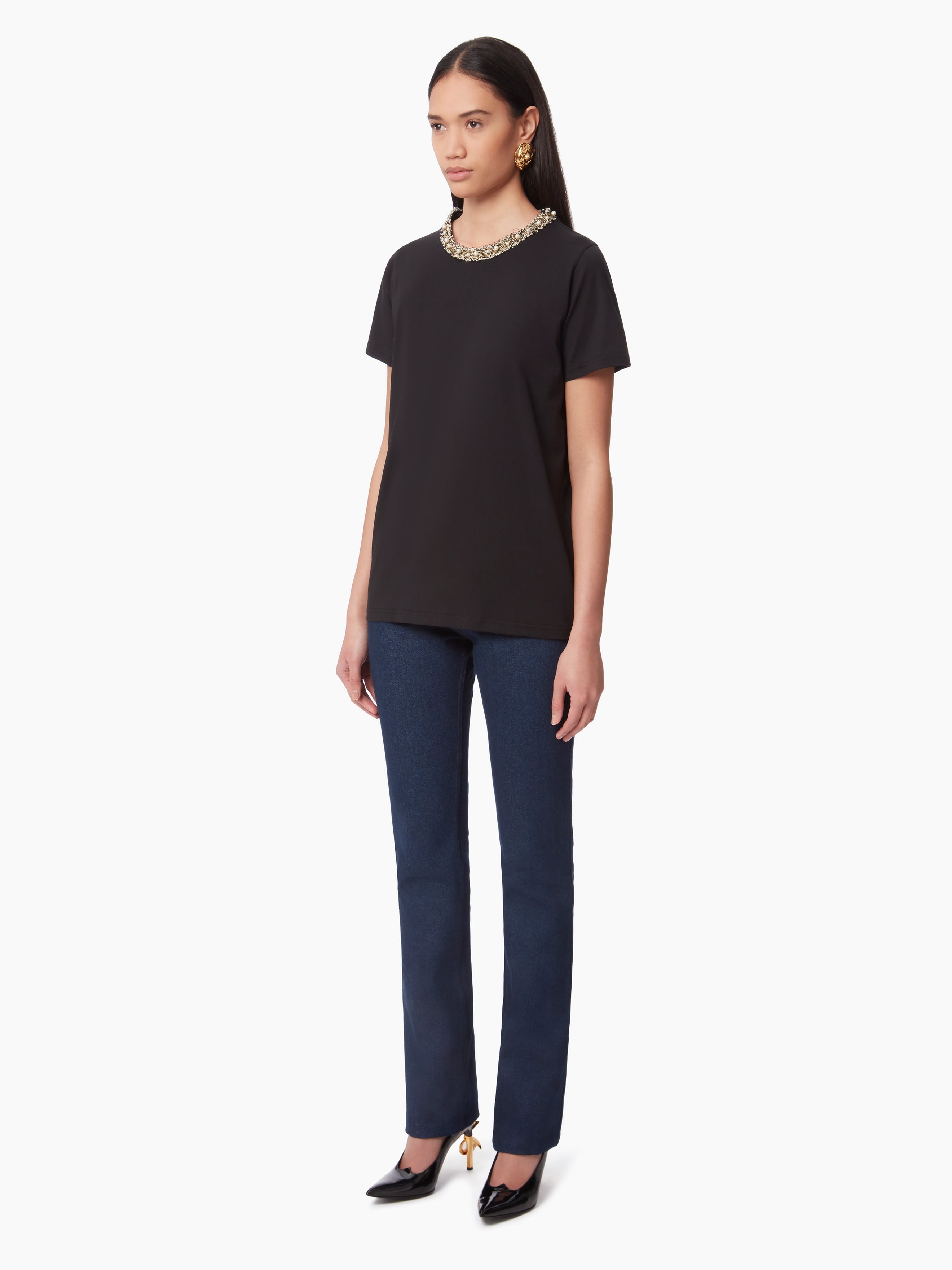 BEADED NECKLINE T-SHIRT - 2