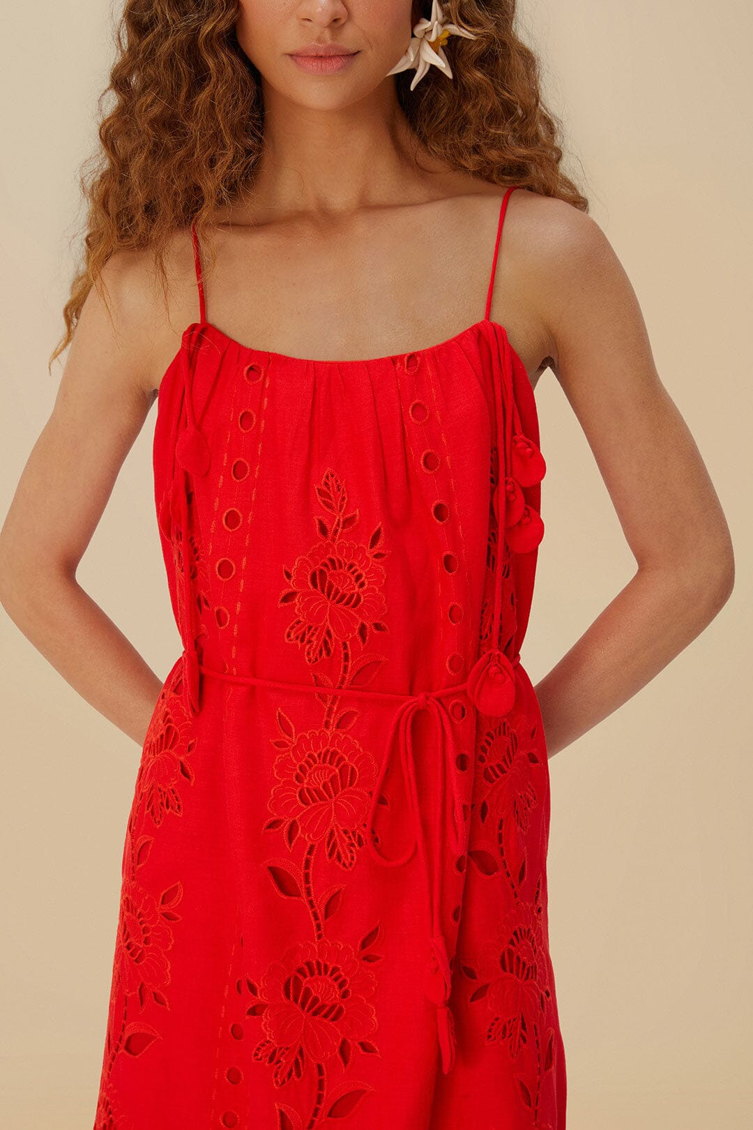 Red Flowers Richelieu Lenzing™ Ecovero™ Euroflax™ Maxi Dress - 2