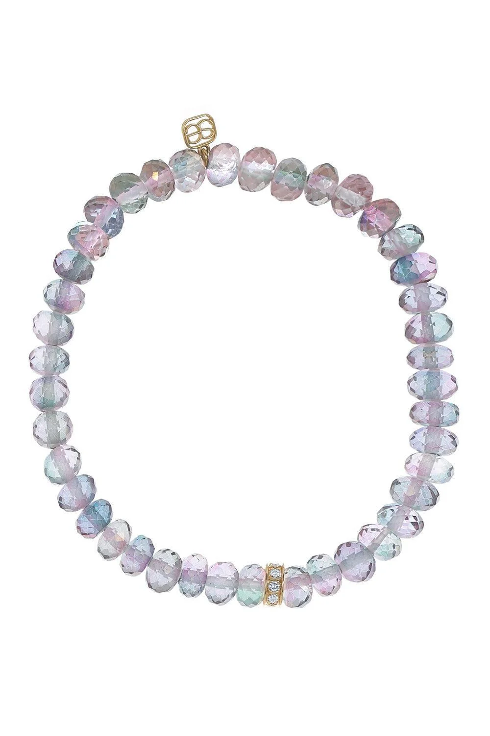 Wheel Rondelle Rainbow Quartz Bead Bracelet - 1