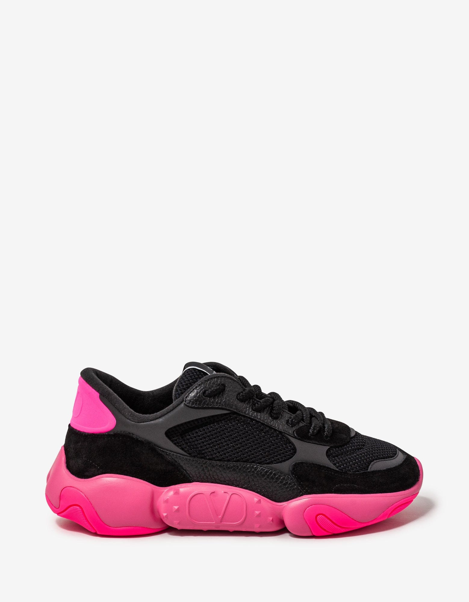 Valentino Black Bubbleback Mesh and Suede Trainers - 2