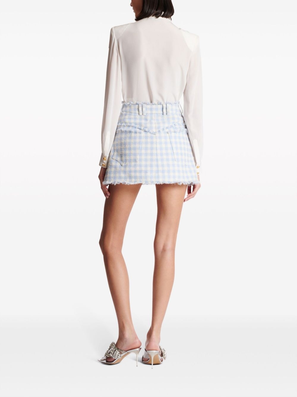 gingham-pattern A-line miniskirt - 4