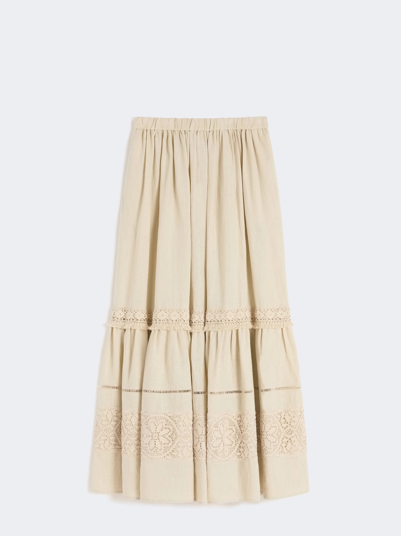 WKIPALLORE Long linen fabric skirt - SAND 1