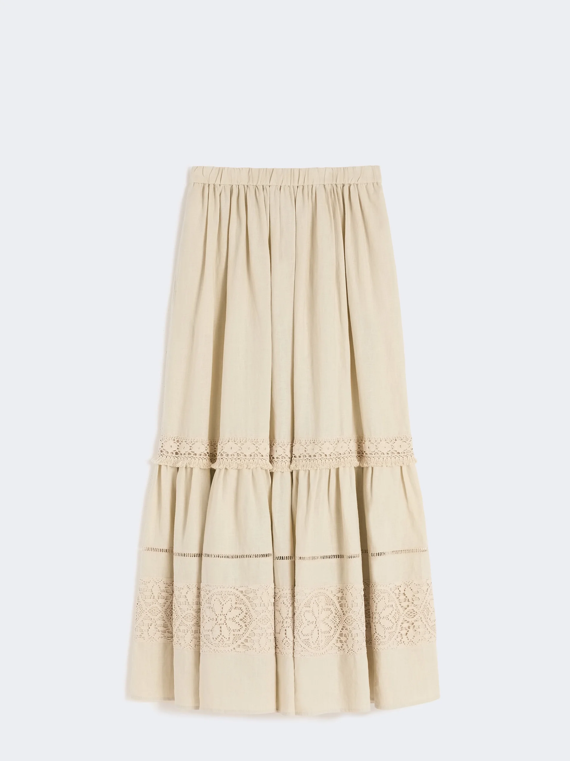 WKIPALLORE Long linen fabric skirt - SAND - 1