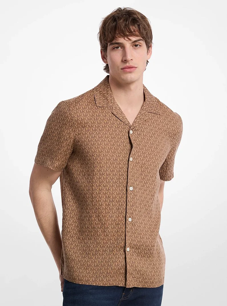 Signature Logo Linen Camp Shirt - 1