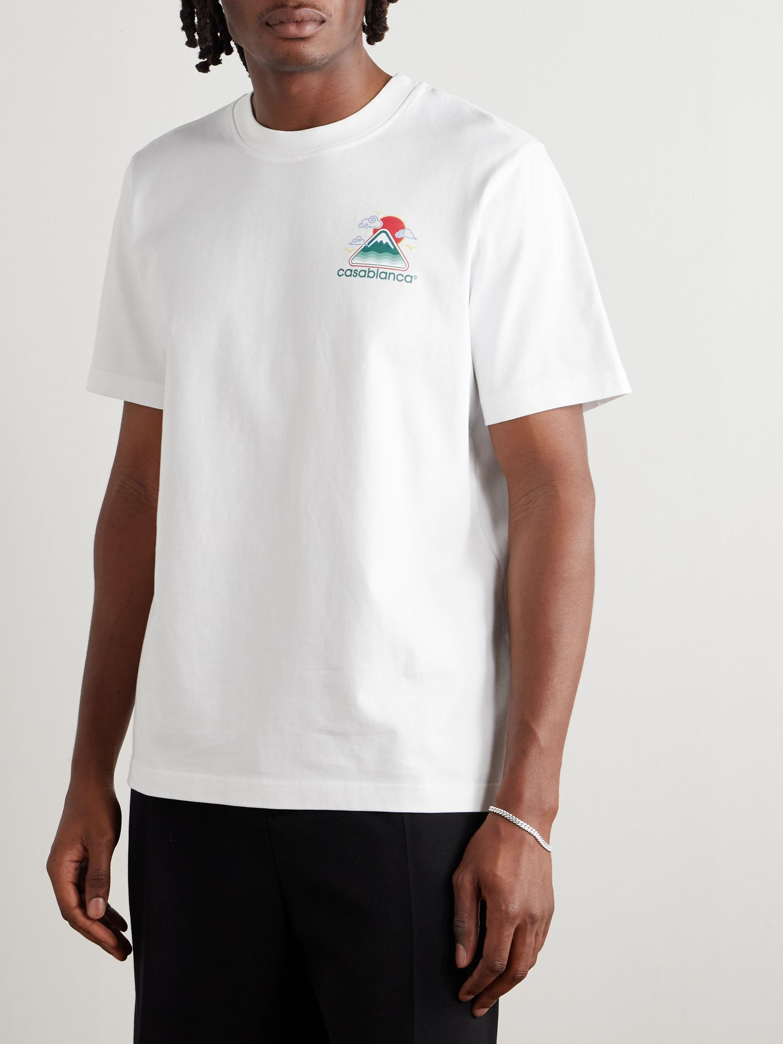Montagne Ondulée Logo-Print Cotton-Jersey T-Shirt White - 3