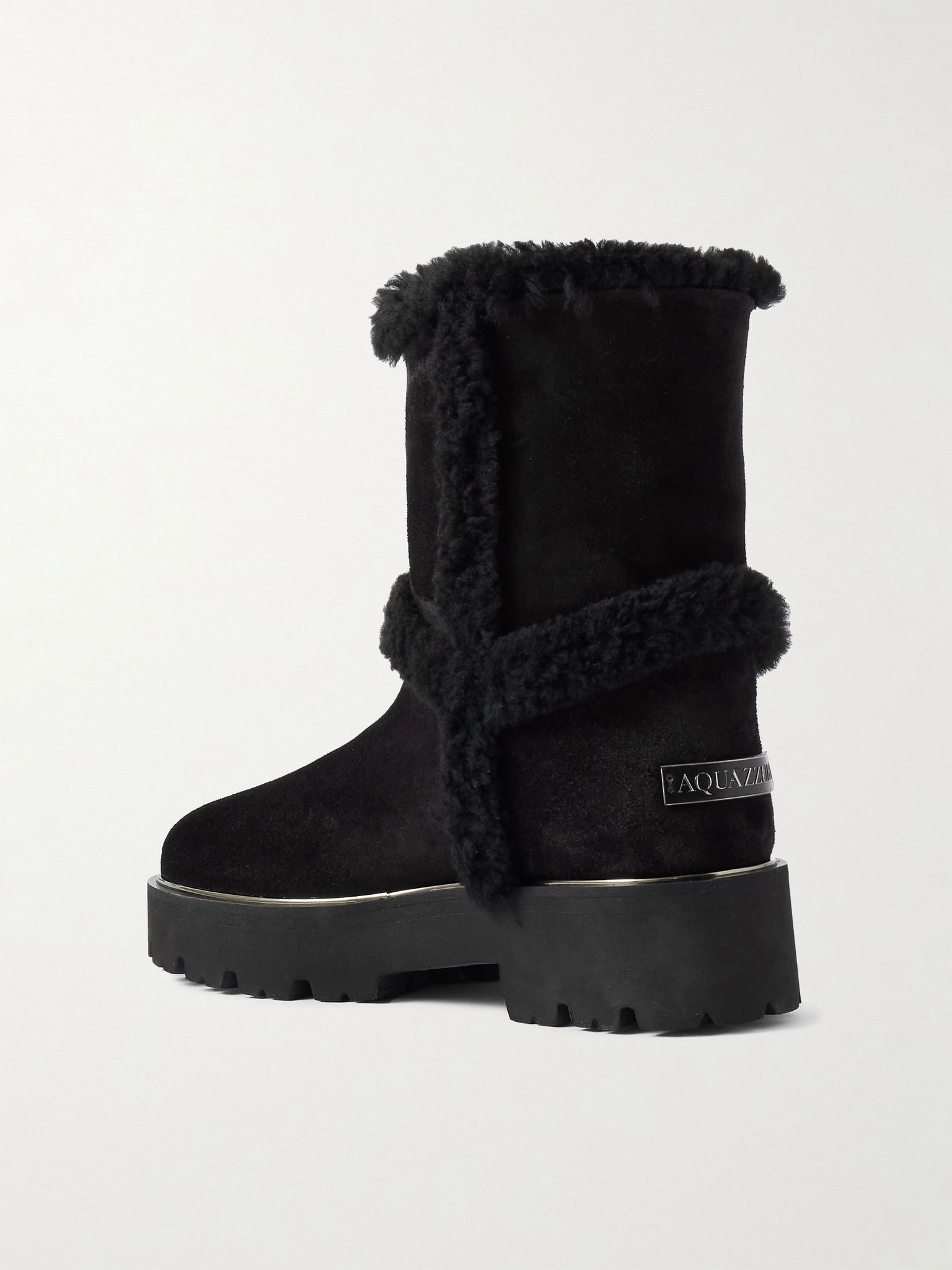 Teddi shearling-trimmed suede boots Black - 3