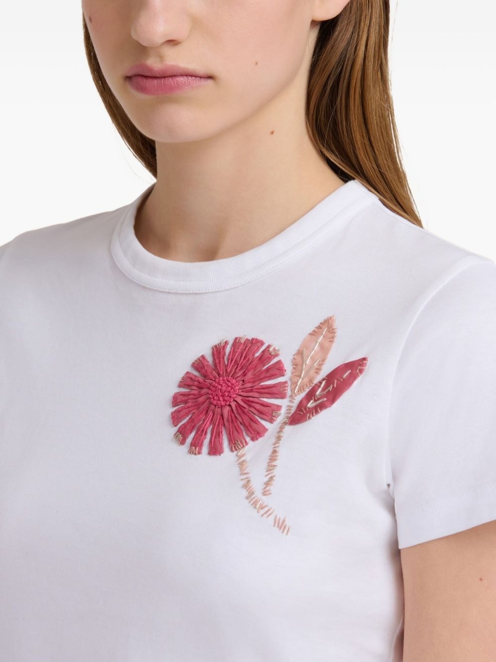 floral-embroidered T-shirt - 5