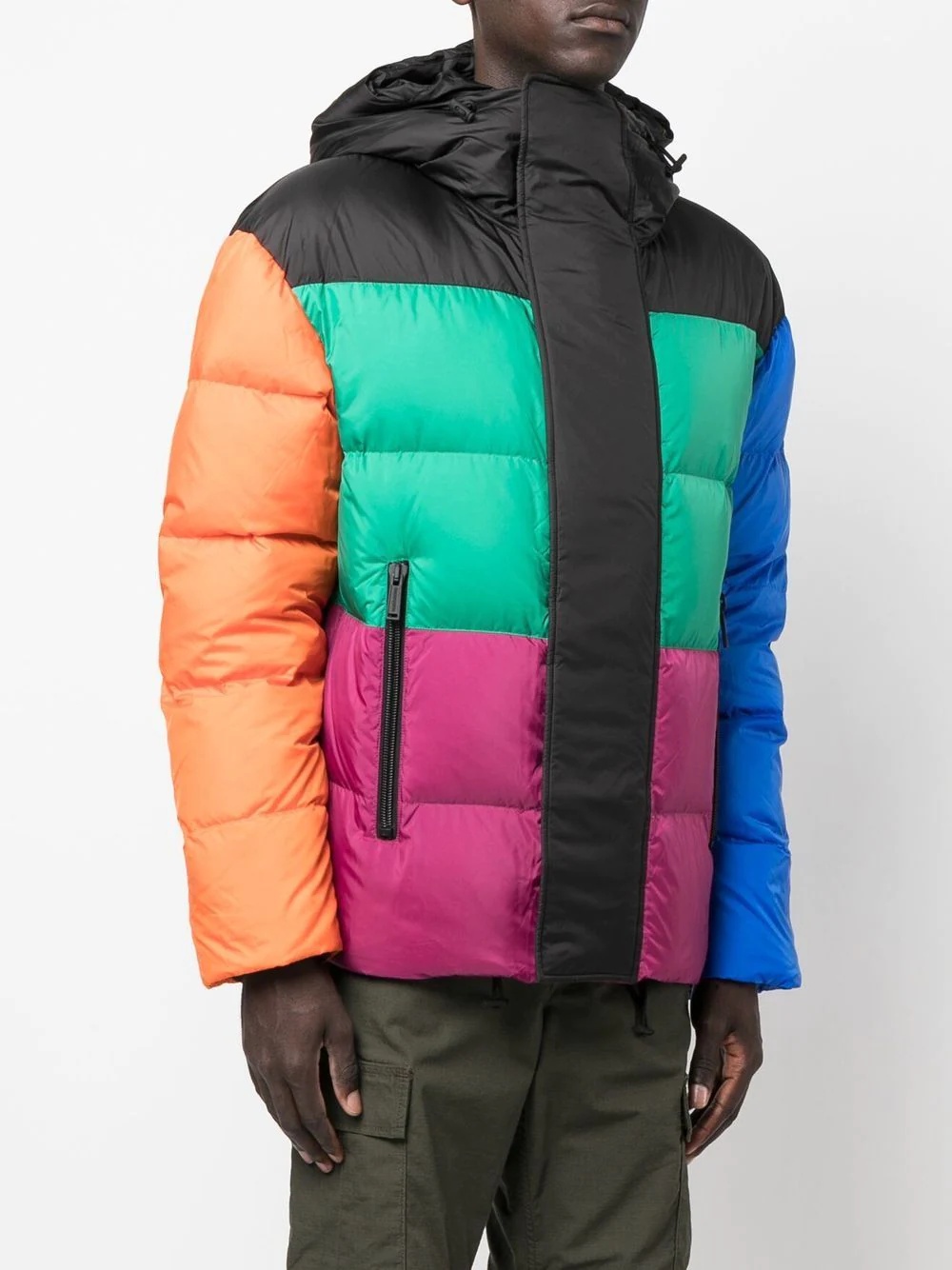 colour-block padded jacket - 3