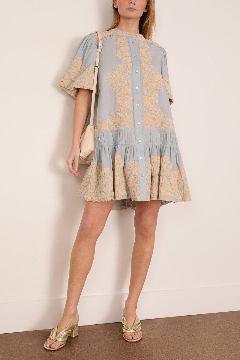 Sea Alexandra Embroidered Bubble Sleeve Tunic in Blue outlook