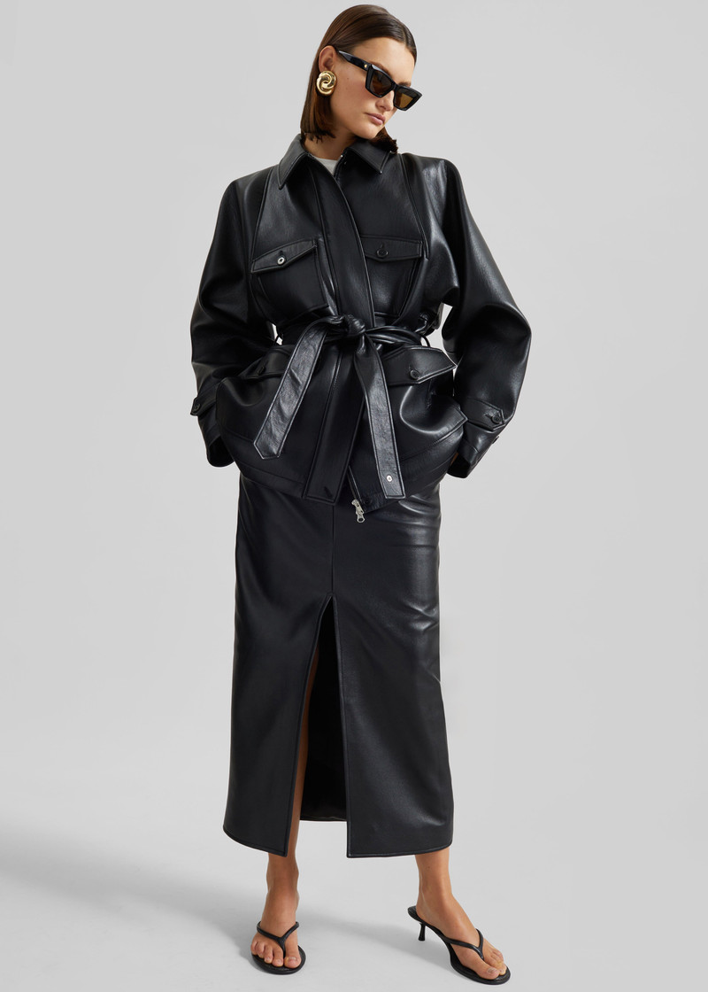 Kelia Faux Leather Padded Utility Jacket - Black 12