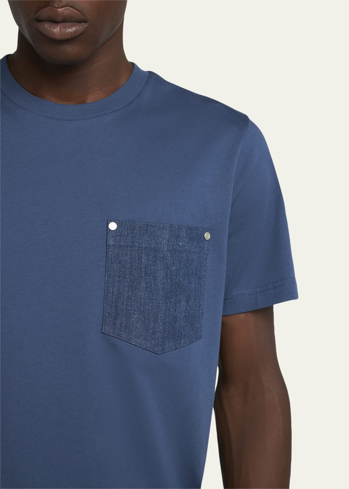 Men's T-Shirt with Denim Pocket - 5