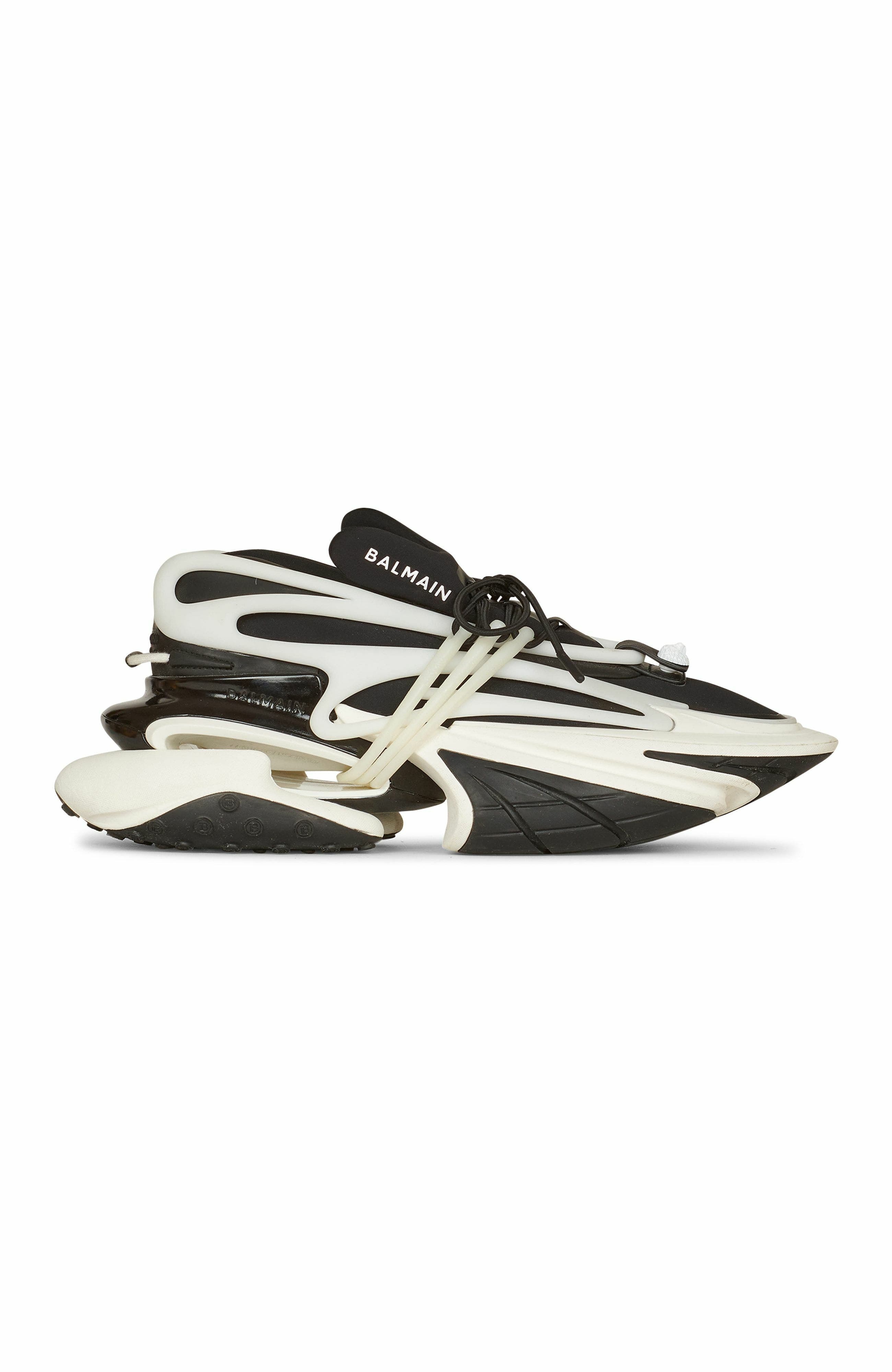 Balmain Unicorn low-top sneakers in neoprene and leather in Black at Nordstrom - 4