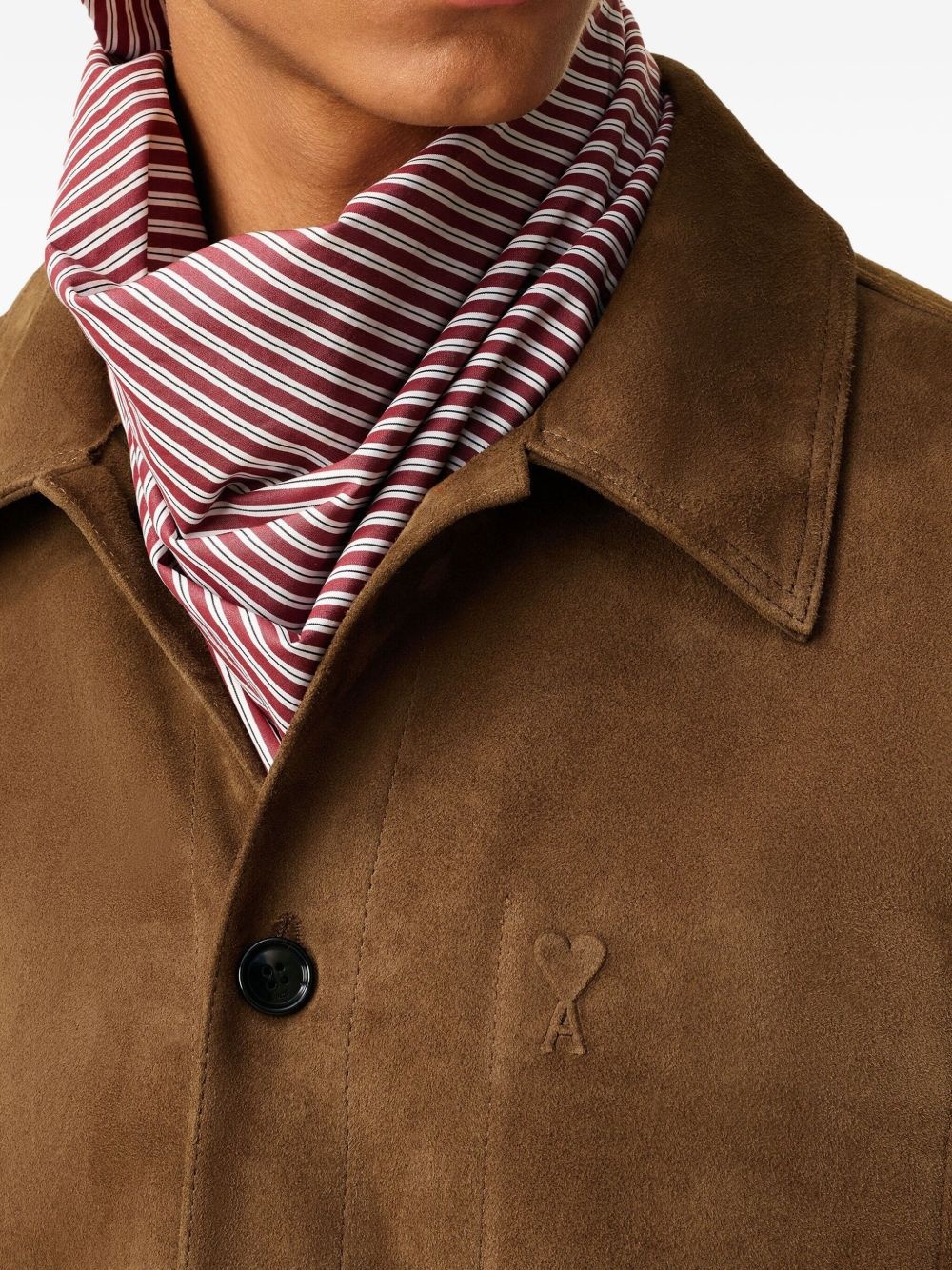 suede button-up jacket - 6