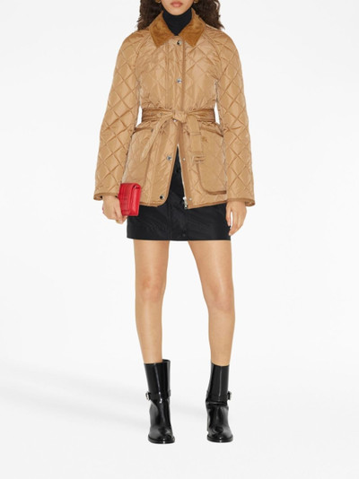 Burberry diamond-quilted belted jacket outlook