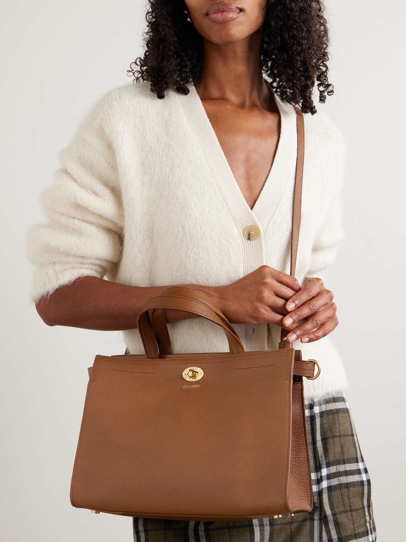 Textured-leather tote Tan - 6