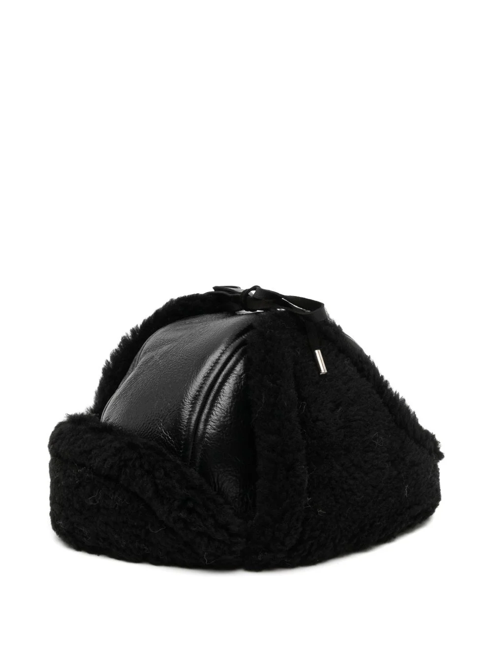 shearling-trim leather pilot hat - 1