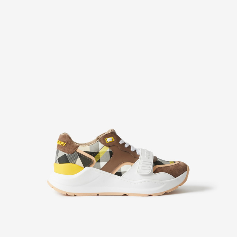 Check, Suede and Leather Sneakers - 1