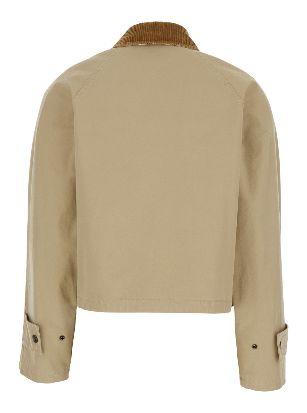 Burberry Women Beige Cropped Jacket With Corduroy Collar In Cotton Woman - 2