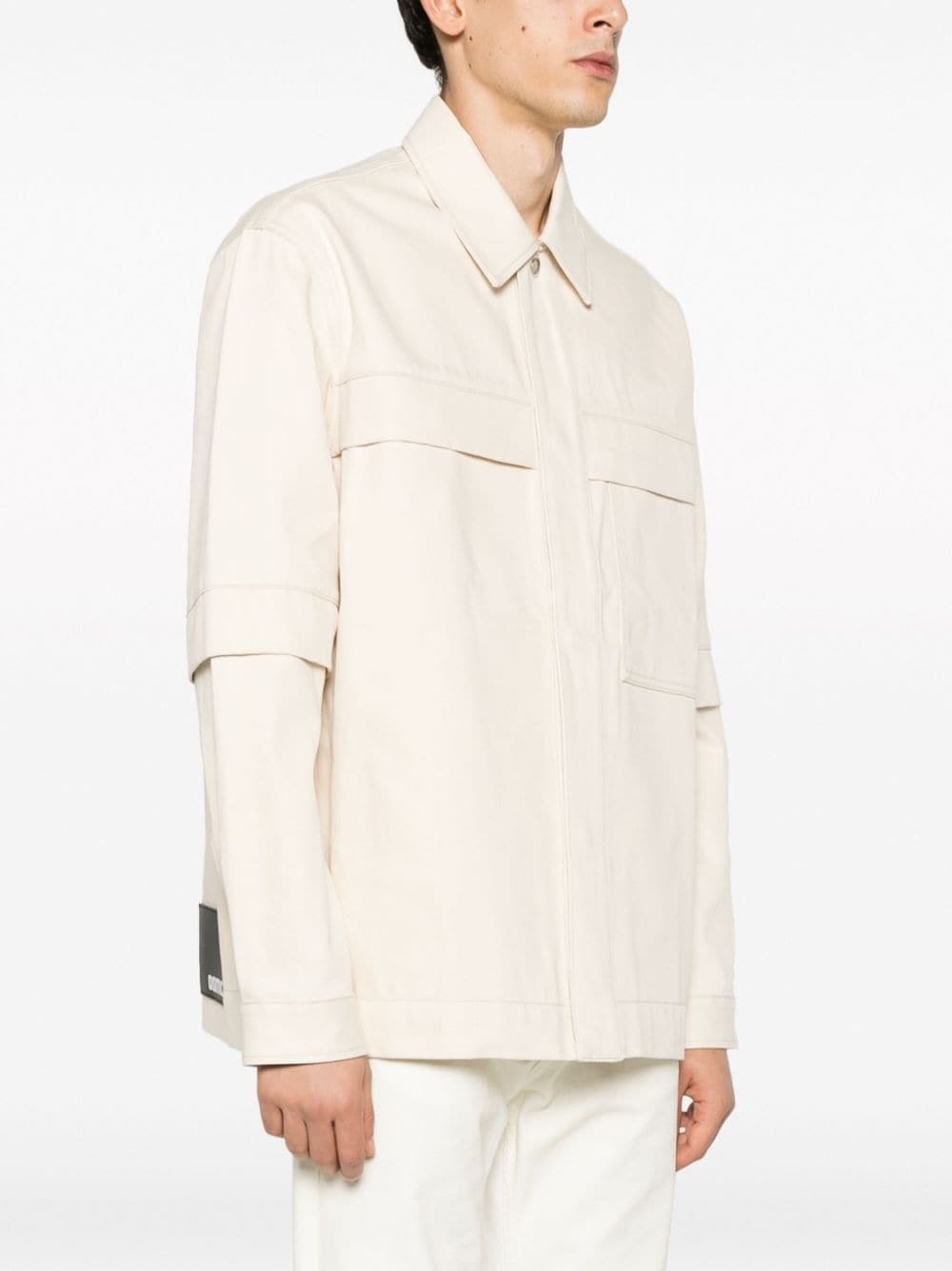 short-sleeve overlay cotton shirt jacket - 3