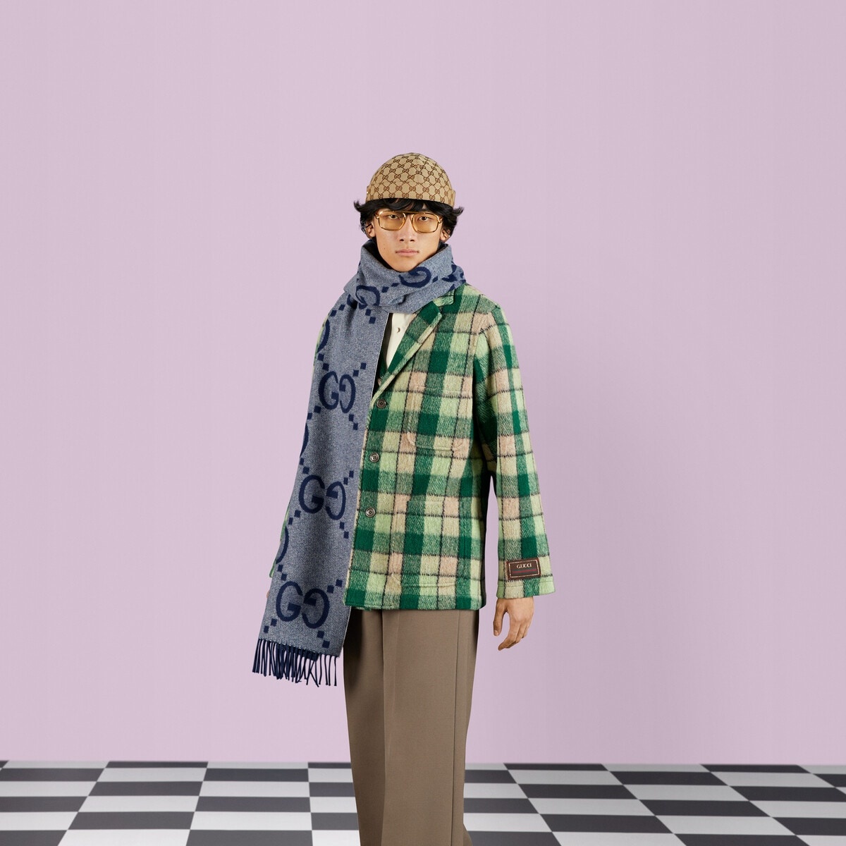 GG cashmere jacquard scarf - 3