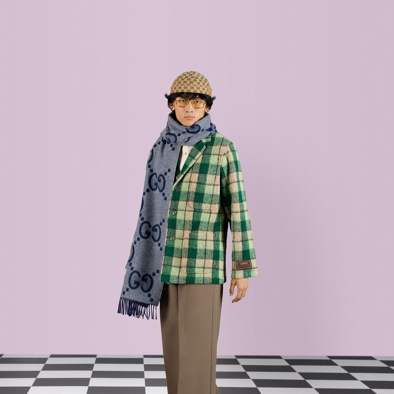 GG cashmere jacquard scarf 3