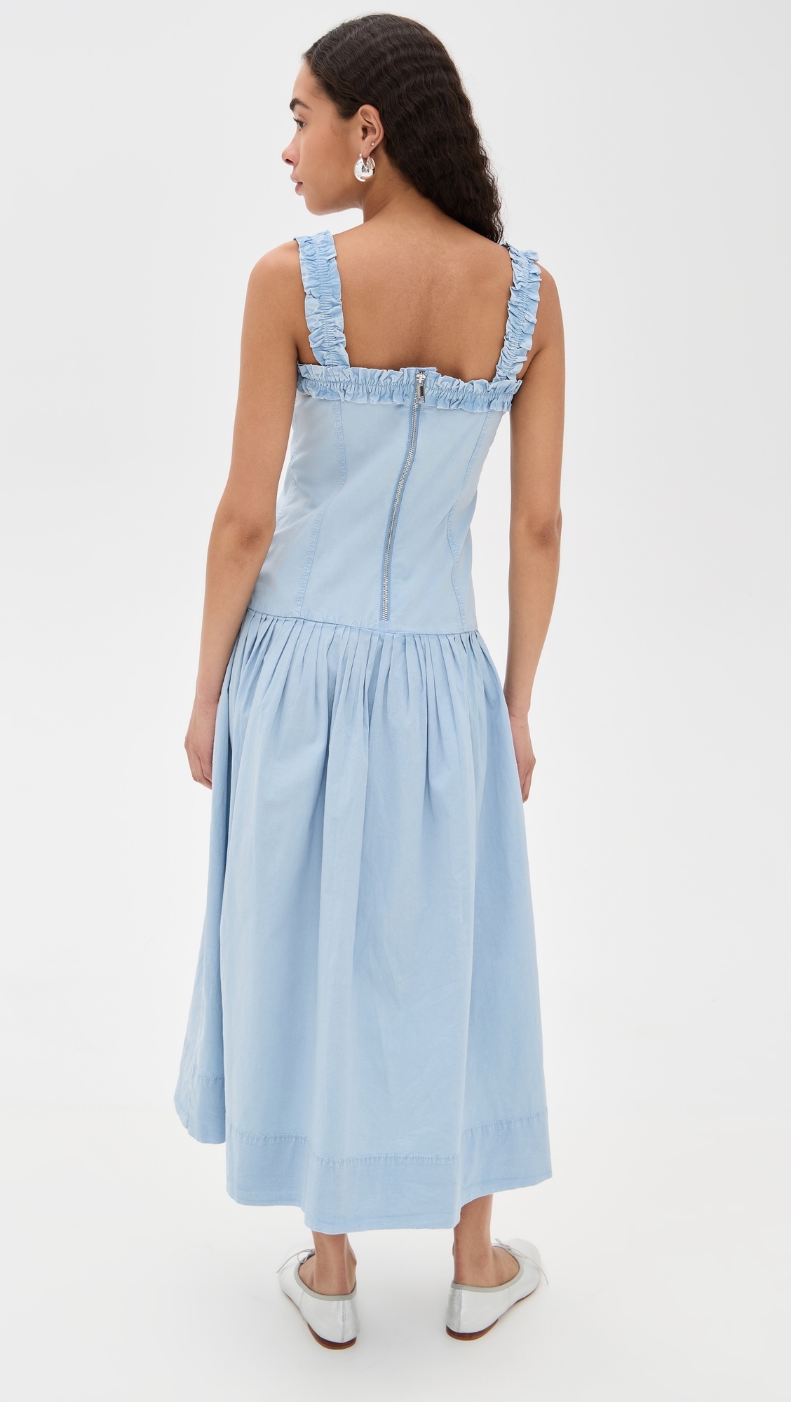 Washed Stretch Cotton Strap Corset Long Dress - 2