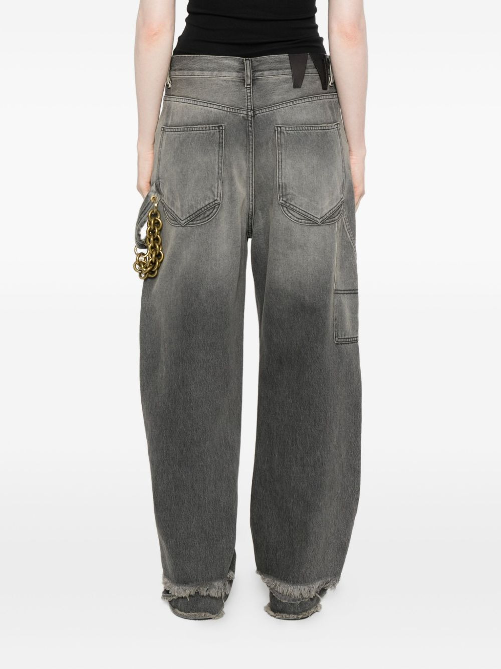 frayed-hem chain-detail trousers - 4