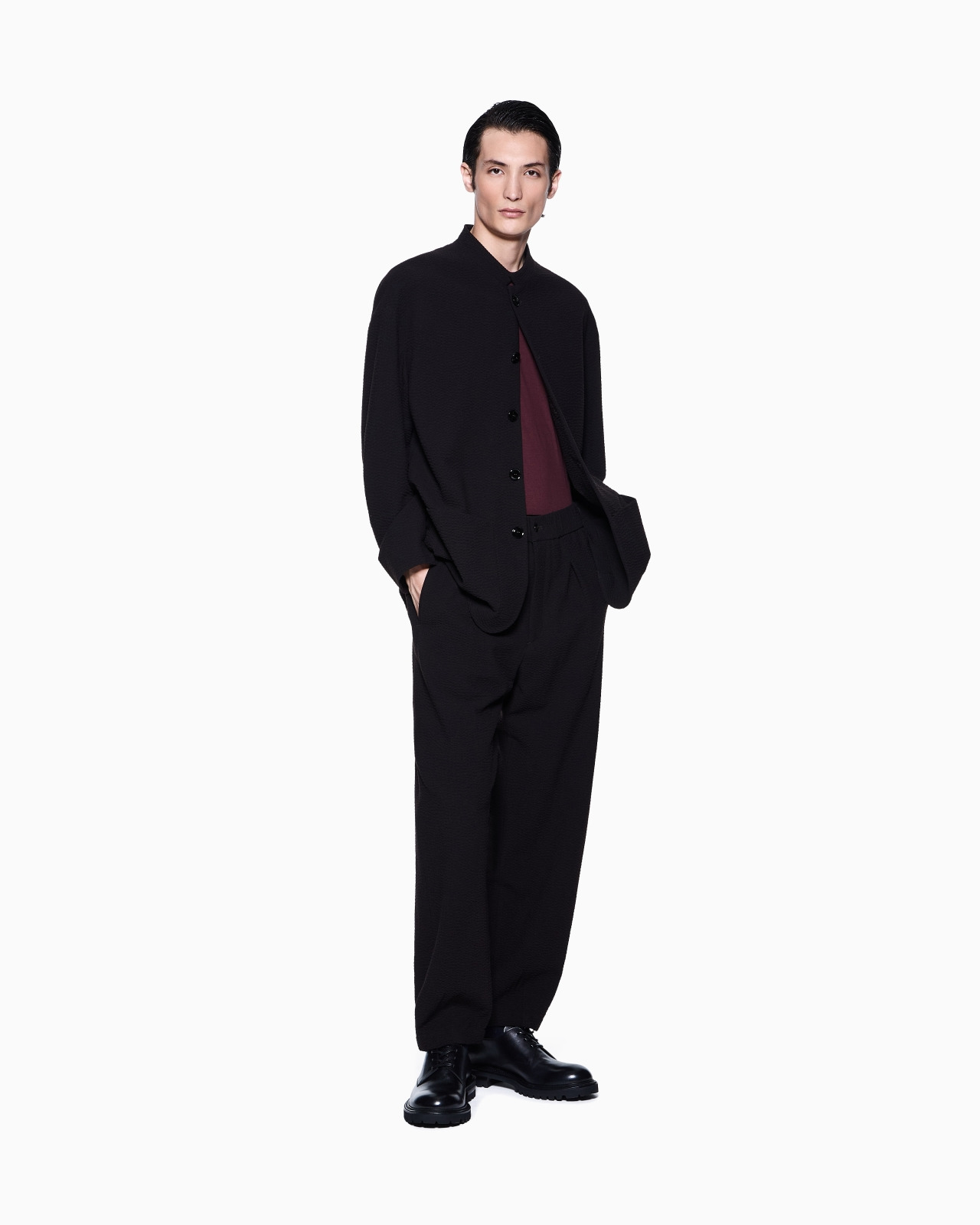 Single-pleat, virgin wool and cashmere seersucker trousers - 2