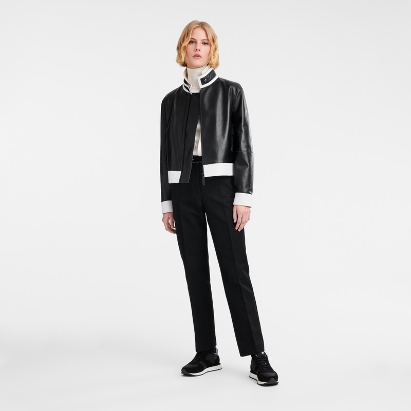 Longchamp Leather short blouson Black - Leather outlook