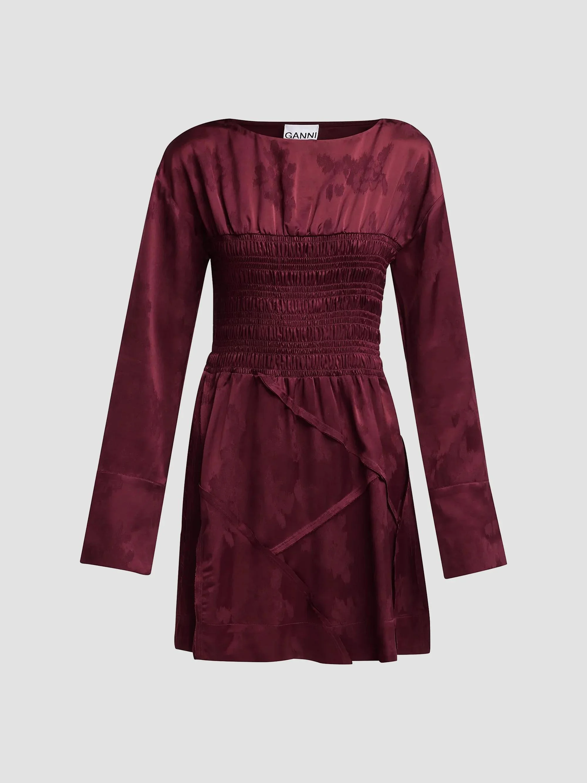 Women's Fluid Satin Jacquard Patchwork Mini Dress - Port Royal - 1