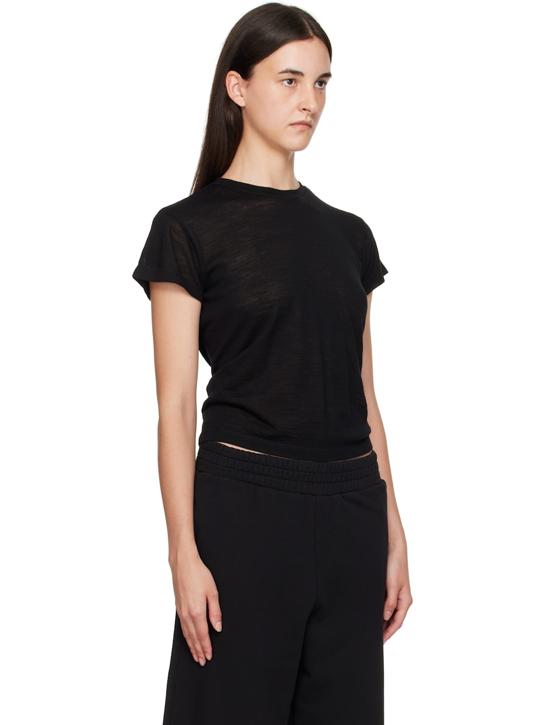 Black Sheer Wool T-shirt - 2